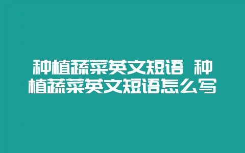 种植蔬菜英文短语 种植蔬菜英文短语怎么写-会东网