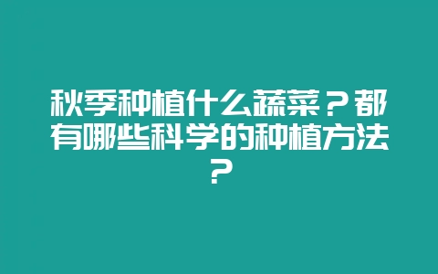 秋季种植什么蔬菜？都有哪些科学的种植方法？-会东网