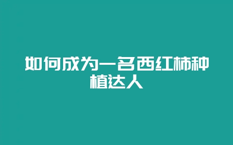 如何成为一名西红柿种植达人-会东网
