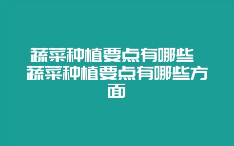 蔬菜种植要点有哪些 蔬菜种植要点有哪些方面-会东网