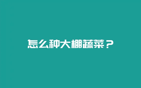 怎么种大棚蔬菜?-会东网