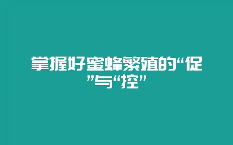掌握好蜜蜂繁殖的“促”与“控”-会东网