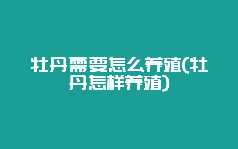 牡丹需要怎么养殖(牡丹怎样养殖)-会东网