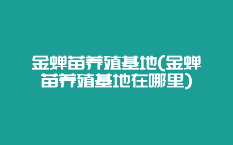 金蝉苗养殖基地(金蝉苗养殖基地在哪里)-会东网