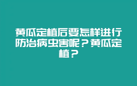 黄瓜定植后要怎样进行防治病虫害呢？黄瓜定植？-会东网