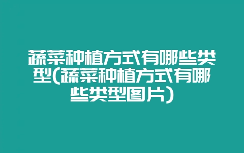 蔬菜种植方式有哪些类型(蔬菜种植方式有哪些类型图片)-会东网
