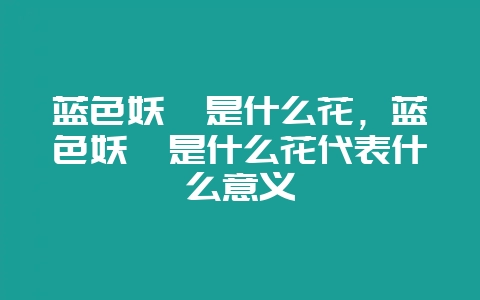 蓝色妖姬是什么花,蓝色妖姬是什么花代表什么意义-会东网
