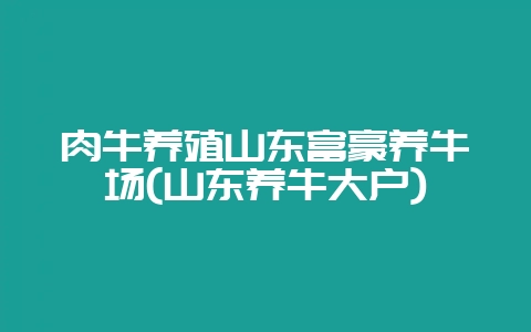 肉牛养殖山东富豪养牛场(山东养牛大户)-会东网