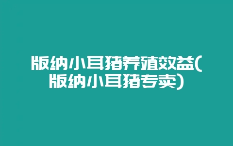 版纳小耳猪养殖效益(版纳小耳猪专卖)-会东网