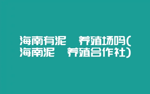 海南有泥鳅养殖场吗(海南泥鳅养殖合作社)-会东网