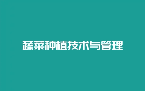 蔬菜种植技术与管理-会东网