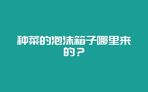 种菜的泡沫箱子哪里来的?-会东网