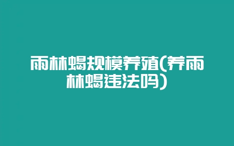 雨林蝎规模养殖(养雨林蝎违法吗)-会东网