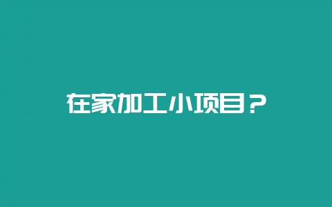在家加工小项目？-会东网