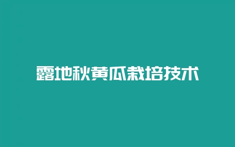 露地秋黄瓜栽培技术-会东网
