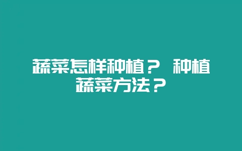 蔬菜怎样种植? 种植蔬菜方法?-会东网