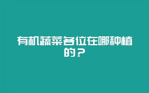 有机蔬菜各位在哪种植的?-会东网