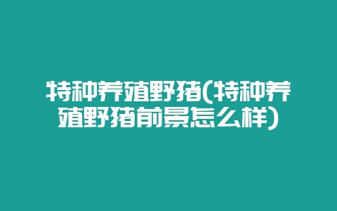 特种养殖野猪(特种养殖野猪前景怎么样)-会东网