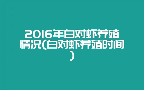 2016年白对虾养殖情况(白对虾养殖时间)插图 2016年白对虾养殖情况(白对虾养殖时间)插图