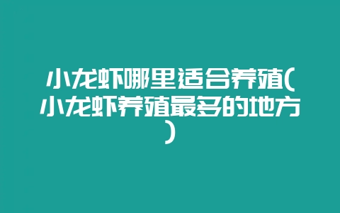 小龙虾哪里适合养殖(小龙虾养殖最多的地方)-会东网