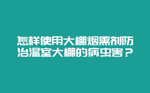 怎样使用大棚烟熏剂防治温室大棚的病虫害？-会东网