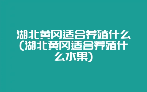 湖北黄冈适合养殖什么(湖北黄冈适合养殖什么水果)-会东网