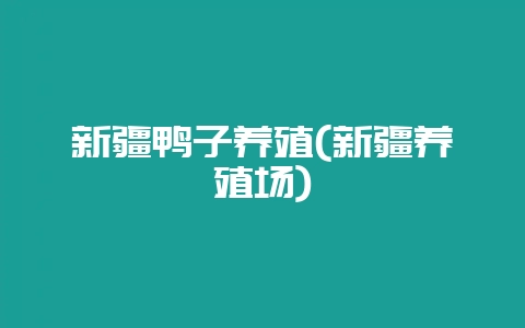 新疆鸭子养殖(新疆养殖场)-会东网