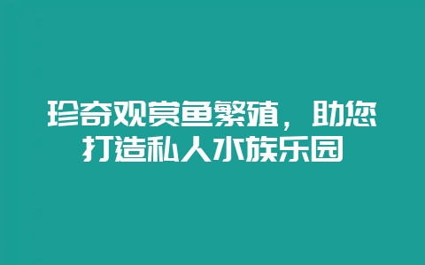 珍奇观赏鱼繁殖,助您打造私人水族乐园-会东网