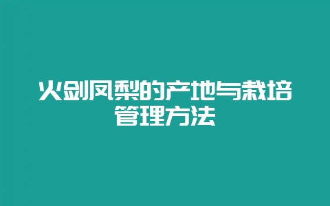 火剑凤梨的产地与栽培管理方法-会东网