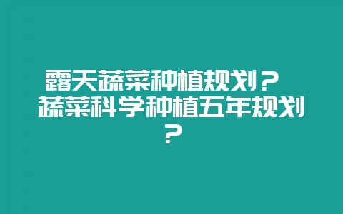 露天蔬菜种植规划? 蔬菜科学种植五年规划?-会东网