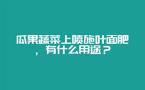 瓜果蔬菜上喷施叶面肥，有什么用途？-会东网