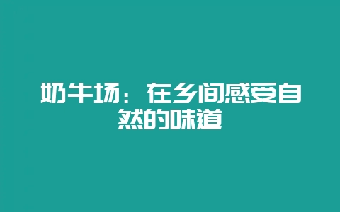 奶牛场：在乡间感受自然的味道-会东网