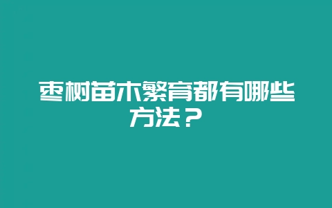 枣树苗木繁育都有哪些方法?-会东网