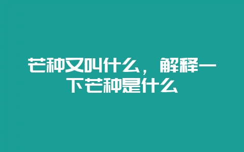 芒种又叫什么，解释一下芒种是什么-会东网