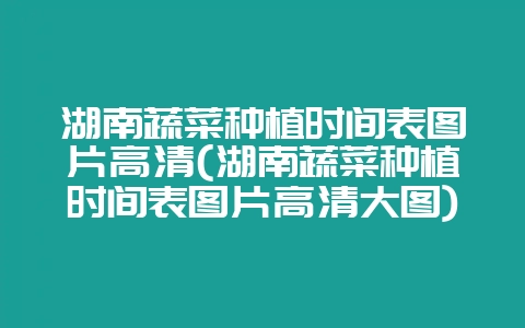 湖南蔬菜种植时间表图片高清(湖南蔬菜种植时间表图片高清大图)-会东网