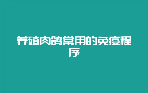 养殖肉鸽常用的免疫程序-会东网