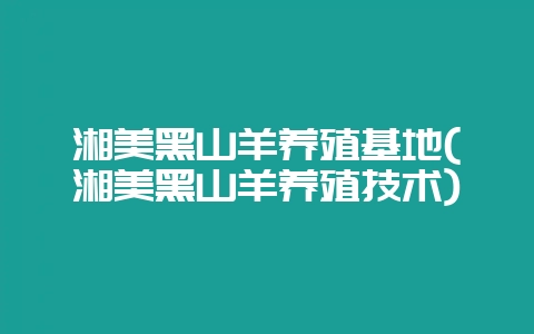 湘美黑山羊养殖基地(湘美黑山羊养殖技术)-会东网