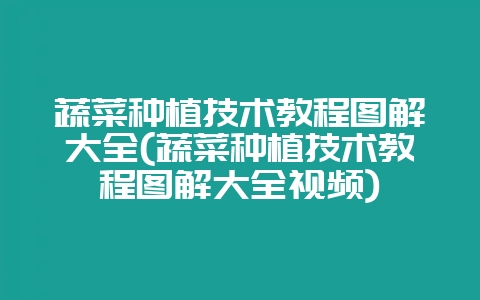 蔬菜种植技术教程图解大全(蔬菜种植技术教程图解大全视频)-会东网