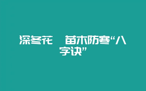 深冬花卉苗木防寒“八字诀”-会东网