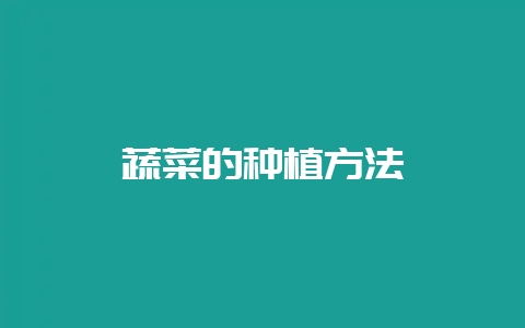 蔬菜的种植方法-会东网