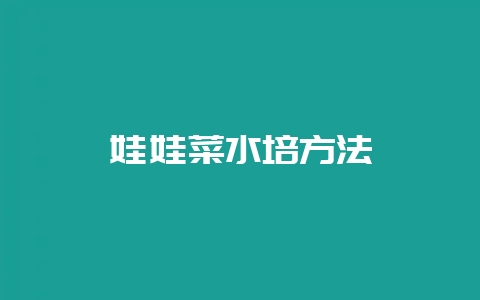 娃娃菜水培方法-会东网