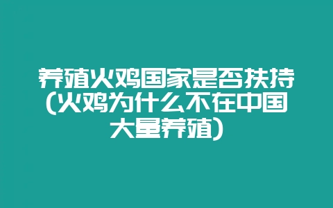 养殖火鸡国家是否扶持(火鸡为什么不在中国大量养殖)-会东网