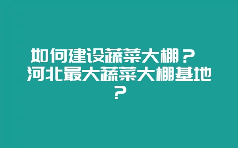 如何建设蔬菜大棚? 河北最大蔬菜大棚基地?插图 如何建设蔬菜大棚? 河北最大蔬菜大棚基地?插图