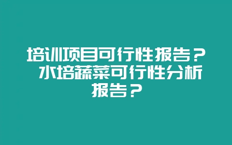 培训项目可行性报告? 水培蔬菜可行性分析报告?-会东网