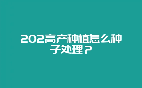 202高产种植怎么种子处理？-会东网