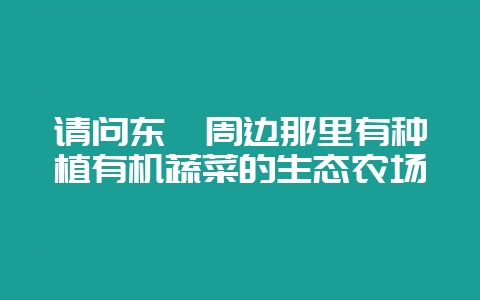 请问东莞周边那里有种植有机蔬菜的生态农场-会东网