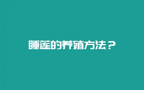 睡莲的养殖方法？-会东网