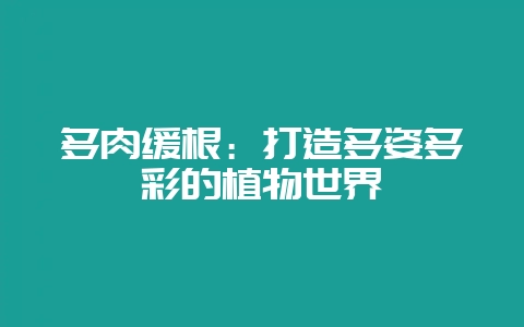 多肉缓根：打造多姿多彩的植物世界-会东网