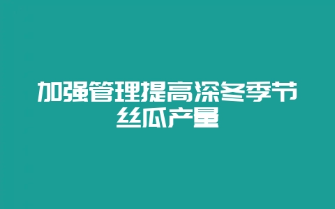 加强管理提高深冬季节丝瓜产量-会东网