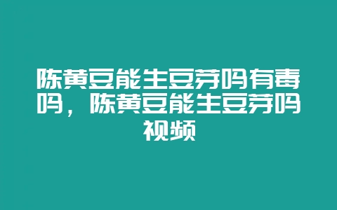 陈黄豆能生豆芽吗有毒吗,陈黄豆能生豆芽吗视频插图 陈黄豆能生豆芽吗有毒吗,陈黄豆能生豆芽吗视频插图